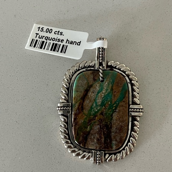 One of a kind 15.00 carats Hachita Turquoise 925 pendant - Picture 6 of 12